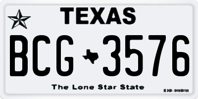 TX license plate BCG3576