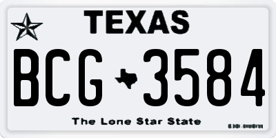 TX license plate BCG3584