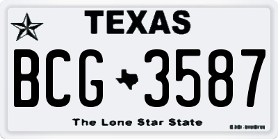 TX license plate BCG3587