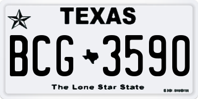TX license plate BCG3590
