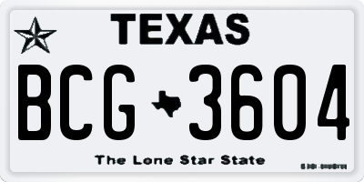 TX license plate BCG3604