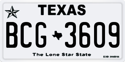 TX license plate BCG3609