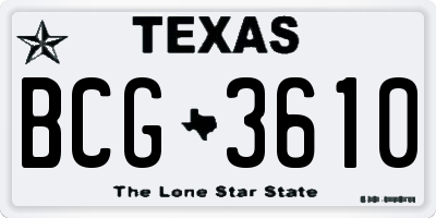 TX license plate BCG3610