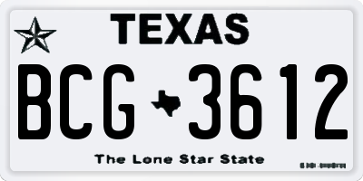 TX license plate BCG3612