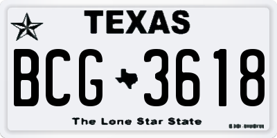 TX license plate BCG3618