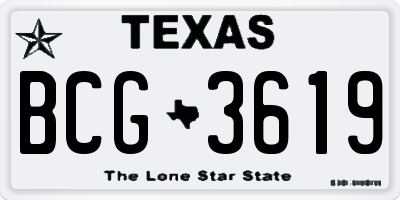 TX license plate BCG3619