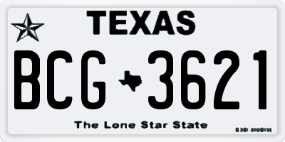 TX license plate BCG3621