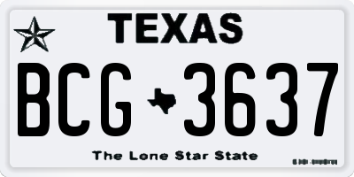 TX license plate BCG3637