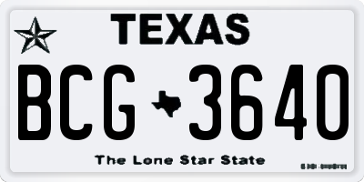 TX license plate BCG3640
