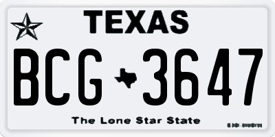 TX license plate BCG3647