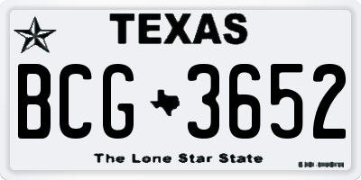 TX license plate BCG3652