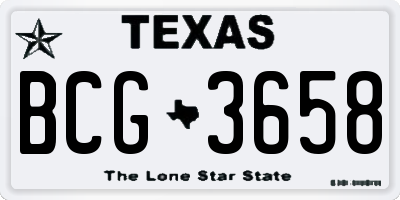 TX license plate BCG3658