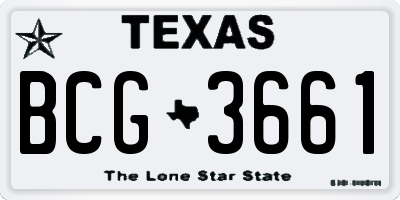 TX license plate BCG3661
