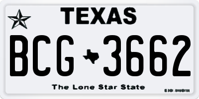 TX license plate BCG3662