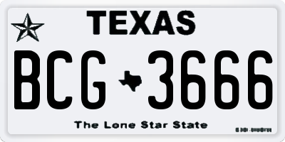 TX license plate BCG3666