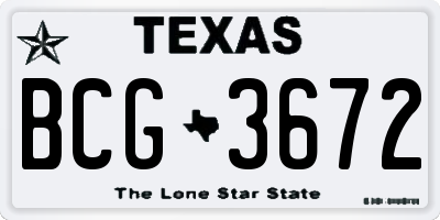 TX license plate BCG3672