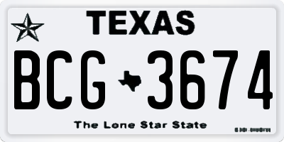 TX license plate BCG3674