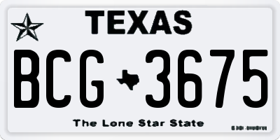 TX license plate BCG3675