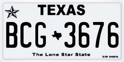 TX license plate BCG3676