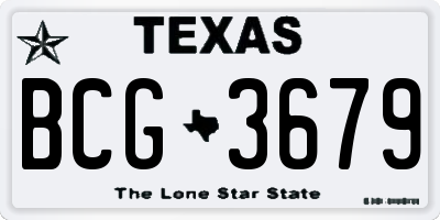 TX license plate BCG3679