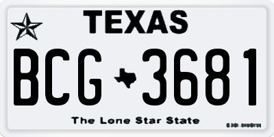 TX license plate BCG3681