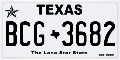 TX license plate BCG3682