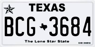 TX license plate BCG3684