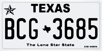 TX license plate BCG3685