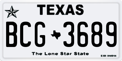 TX license plate BCG3689