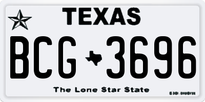 TX license plate BCG3696