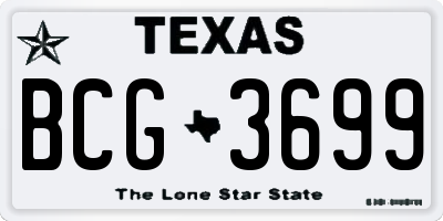 TX license plate BCG3699