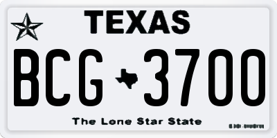 TX license plate BCG3700