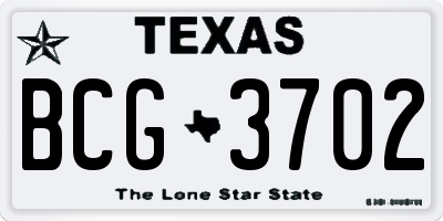 TX license plate BCG3702