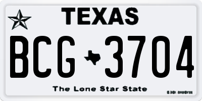 TX license plate BCG3704