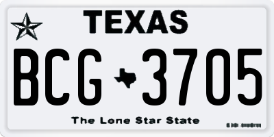 TX license plate BCG3705