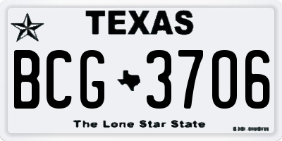TX license plate BCG3706