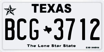 TX license plate BCG3712
