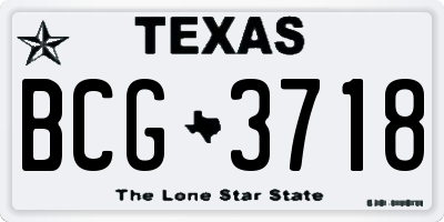 TX license plate BCG3718