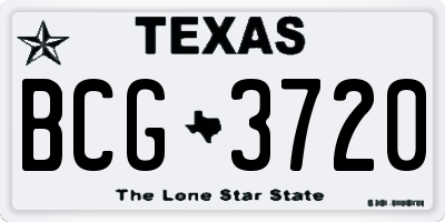 TX license plate BCG3720