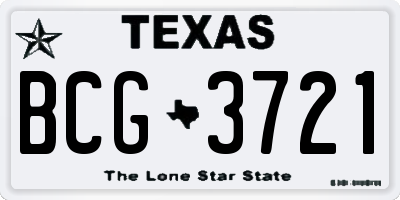 TX license plate BCG3721