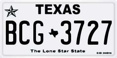 TX license plate BCG3727