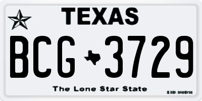 TX license plate BCG3729