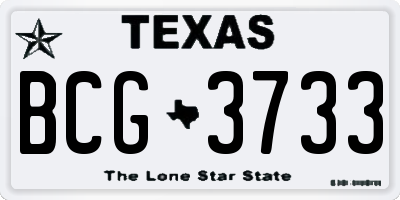 TX license plate BCG3733