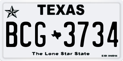 TX license plate BCG3734