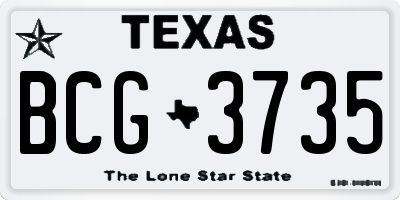 TX license plate BCG3735