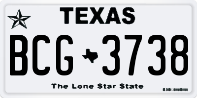 TX license plate BCG3738