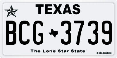 TX license plate BCG3739