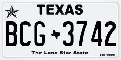 TX license plate BCG3742