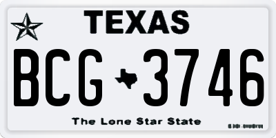 TX license plate BCG3746