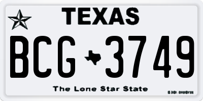 TX license plate BCG3749